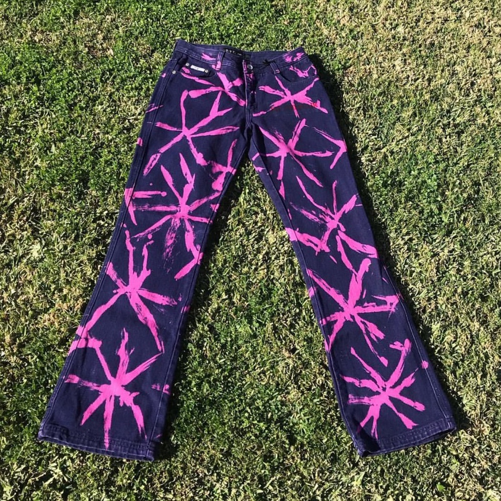 Pink/Purple Acid Wash Low arise Jeans